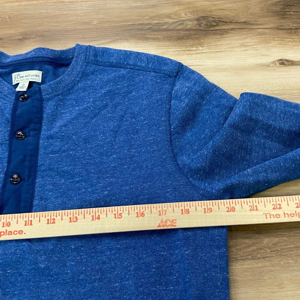 J. Crew Henley Shirt Size M Long Sleeve Lighweight Sweater Casual Blue Heathered